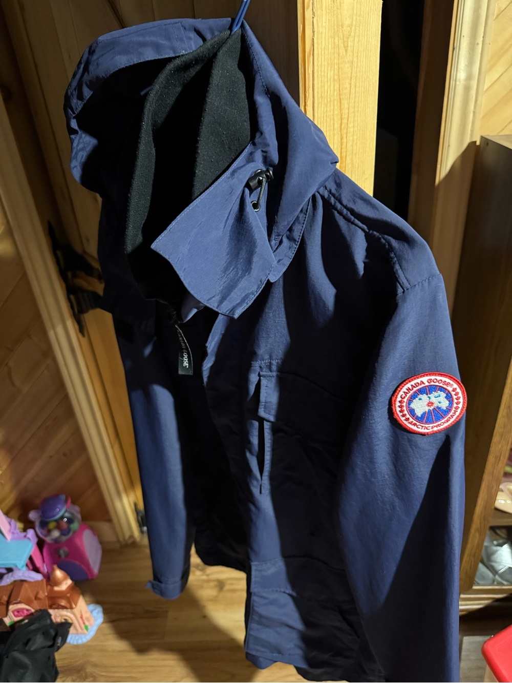 Canada Goose Navy Hooded Shell Jacket with Sleeve Patch